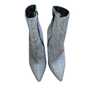 Unbranded Plaid Ankle Boots Women Size‎ 8 Grey Black Good Stiletto Pointed Toe